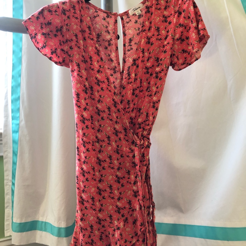 Orange Floral Wrap-Style Romper